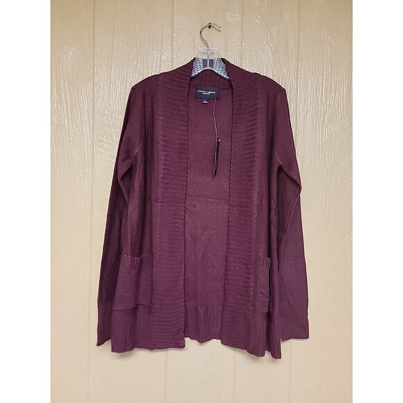 Ambiance Apparel Sweater Cardigan Burgundy with Pockets Size Large - Picture 1 of 5